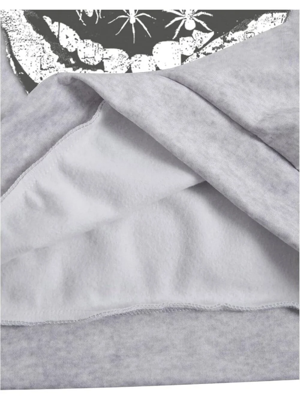 Men's Grey Soft Polyester Oversized Drop Shoulder Long Sleeve Graphic Hoodies - Picture 5 of 5